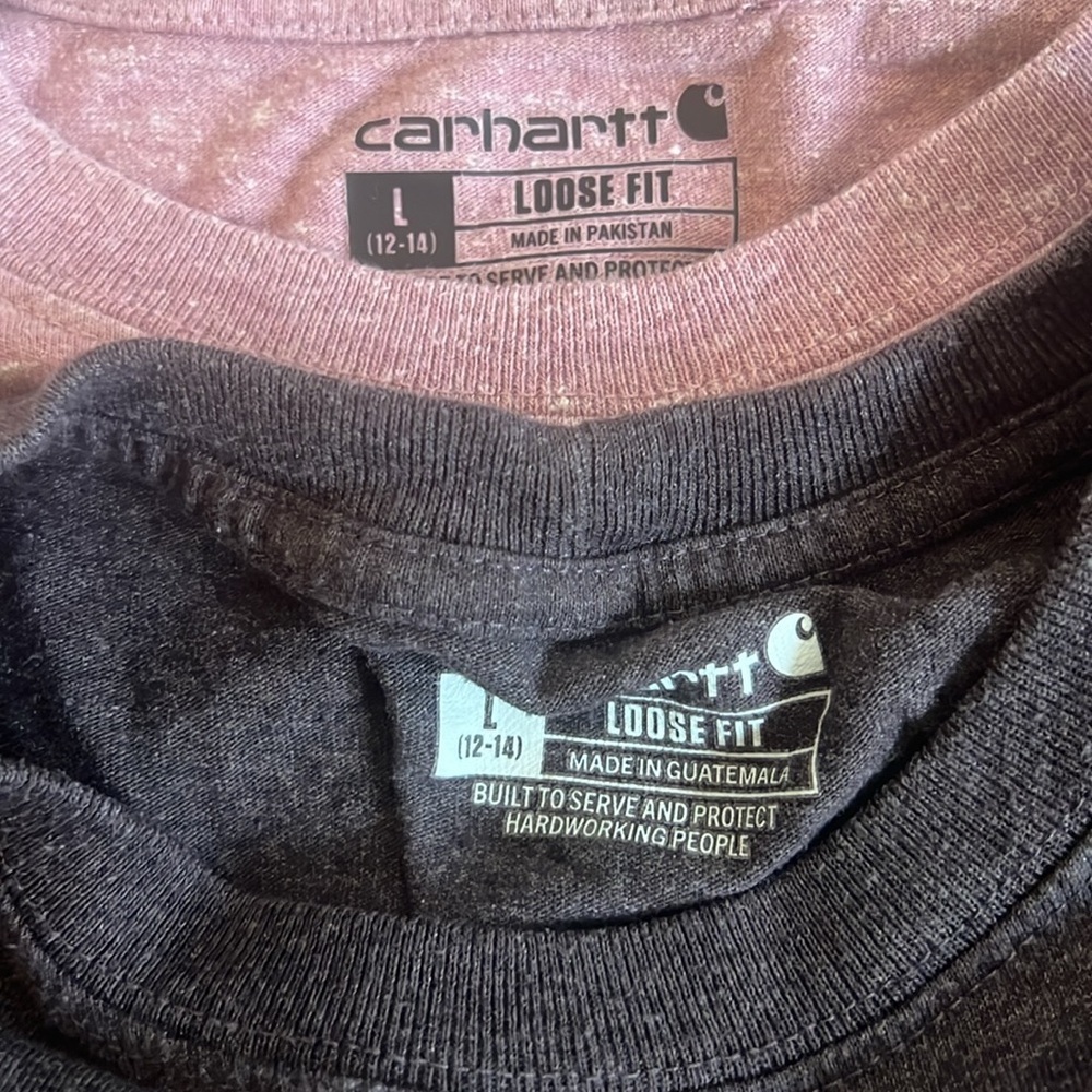 2x Carhartt Long Sleeve Loose Fit size Large heather women’s shirts thick cotton - Picture 4 of 6